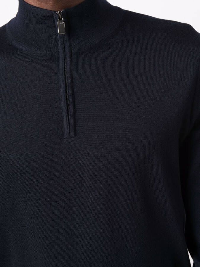 Canali Pullover met trechterhals Blauw