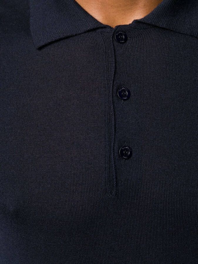 Canali Poloshirt met lange mouwen Blauw