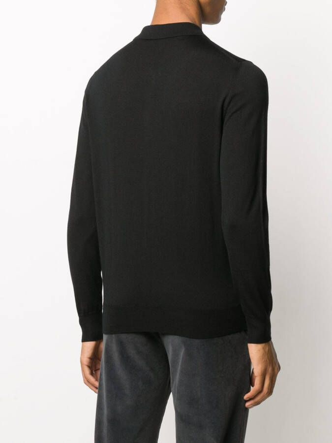 Canali Poloshirt van merinowol Zwart