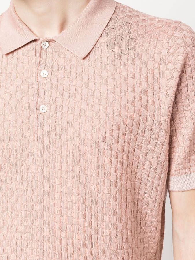 Canali Poloshirt met textuur Roze