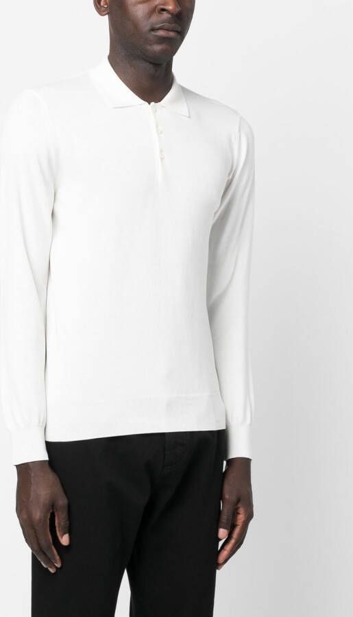 Canali Polotrui met lange mouwen Wit