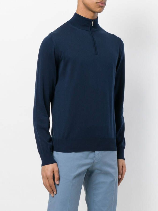 Canali sweater met rits Blauw
