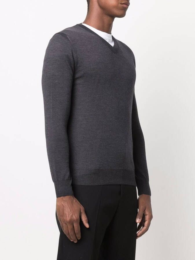 Canali Trui met V-hals Grijs