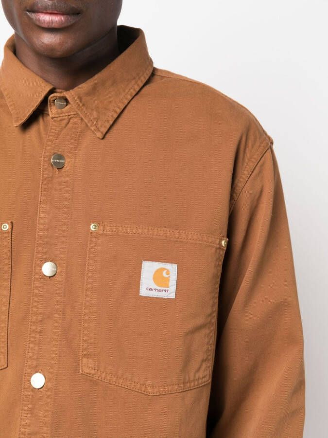 Carhartt WIP Overhemd met logopatch Bruin