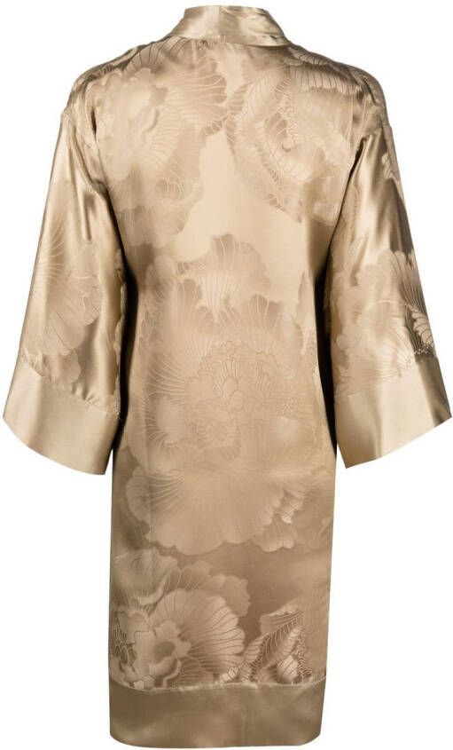 Carine Gilson Kimono met jacquard Beige