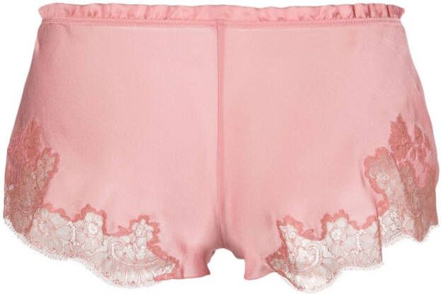 Carine Gilson Shorts met afwerking van kant Roze