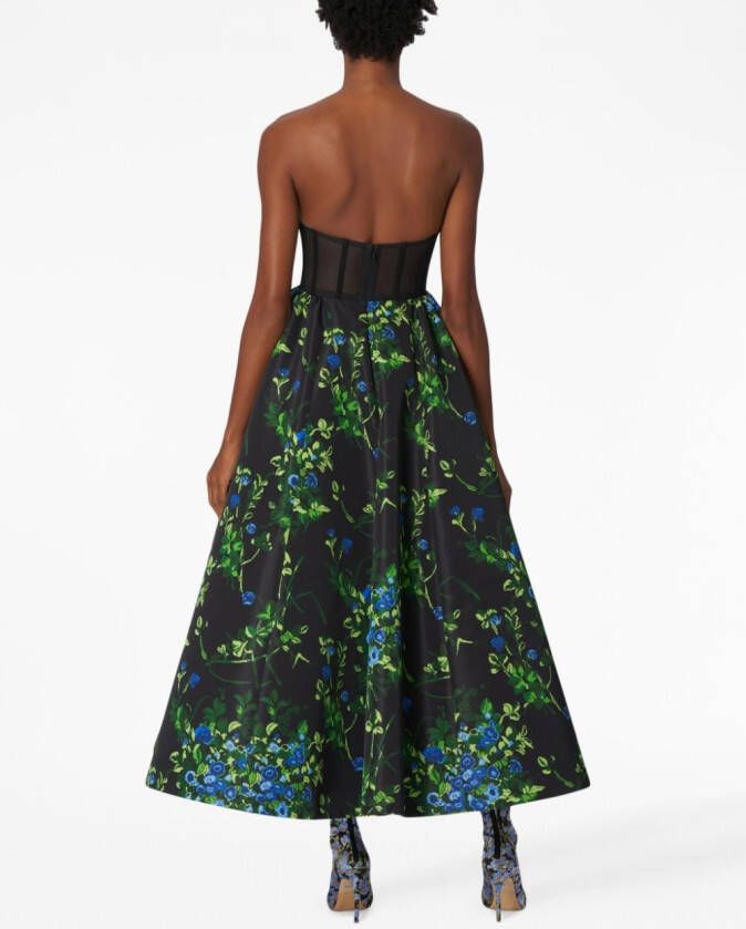 Carolina Herrera Avondjurk met bloemenprint Zwart