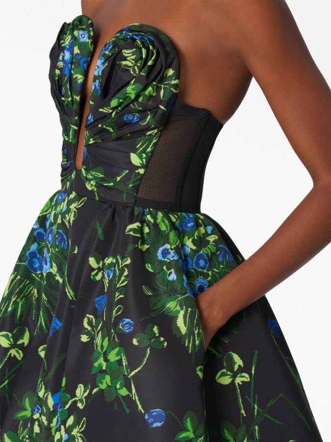 Carolina Herrera Avondjurk met bloemenprint Zwart