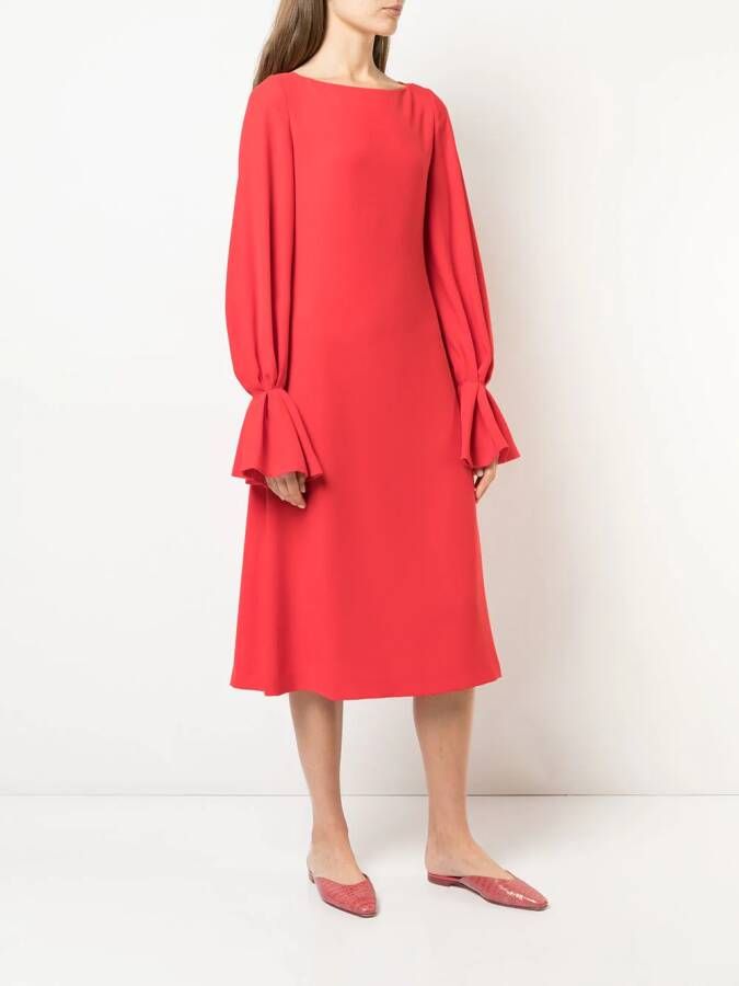 Carolina Herrera long-sleeved loose dress Rood