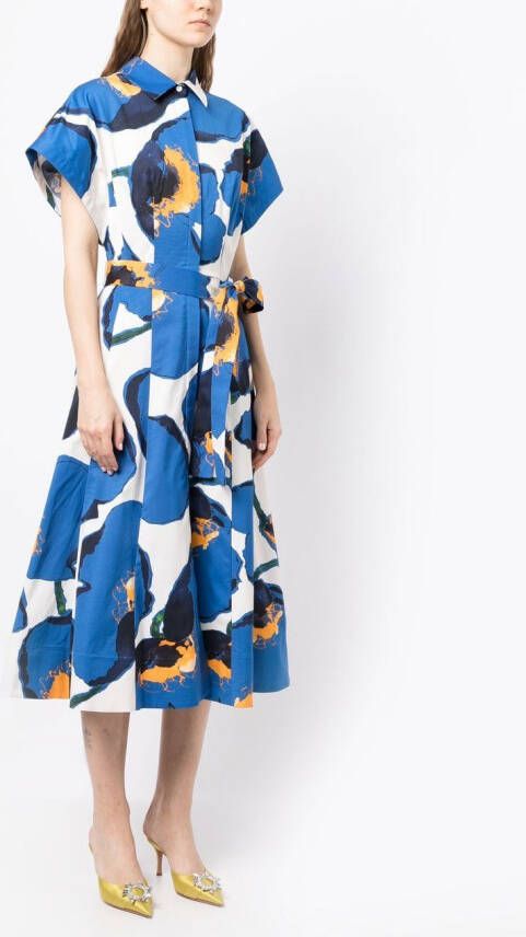 Carolina Herrera Midi-jurk met grafische print Blauw
