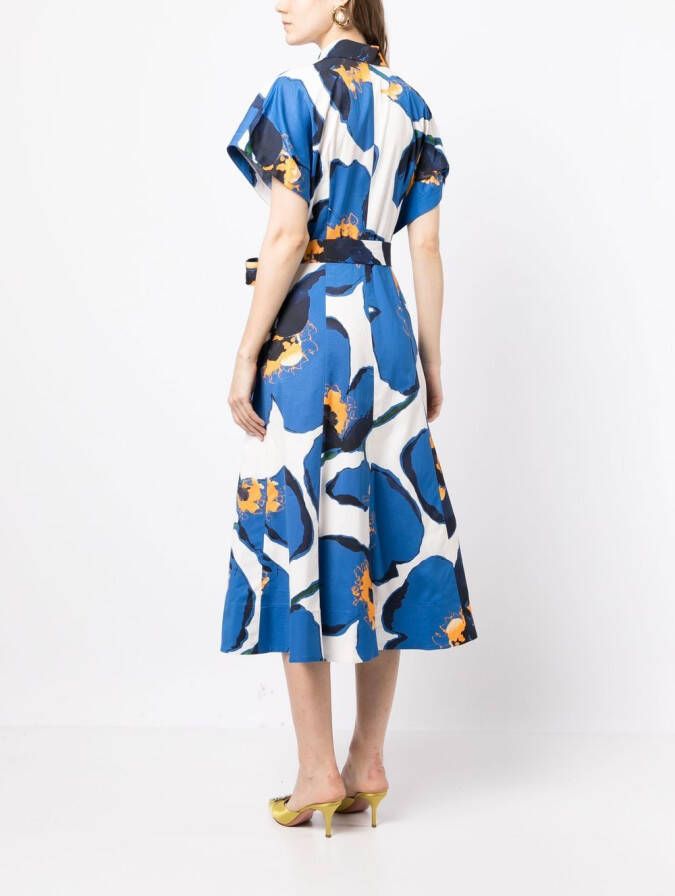 Carolina Herrera Midi-jurk met grafische print Blauw