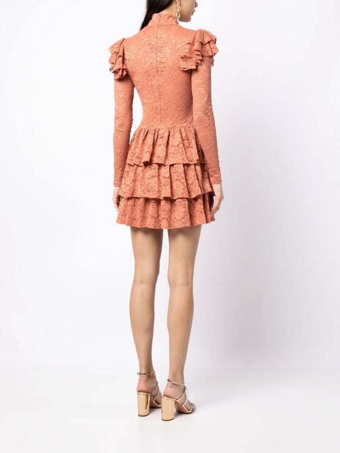 Caroline Constas Mini-jurk met ruches Bruin