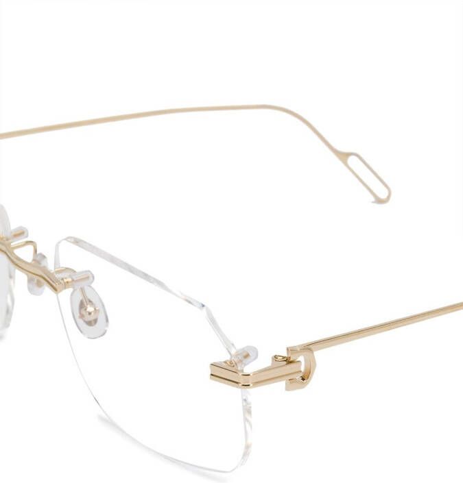Cartier Eyewear C Décor zonnebril met rechthoekig montuur Goud