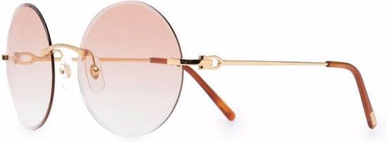 Cartier Eyewear C Décor zonnebril met rond montuur Goud
