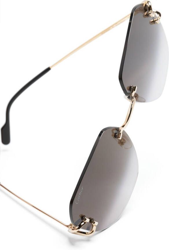 Cartier Eyewear Zonnebril met vierkant montuur Goud