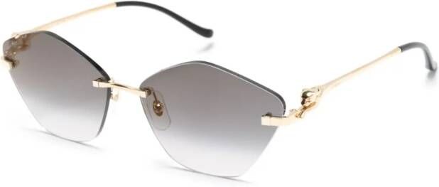 Cartier Eyewear Zonnebril met geometrisch montuur en tijgerkopplakkaat Goud