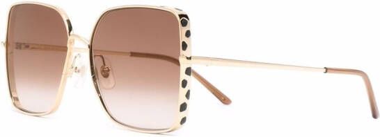 Cartier Eyewear Zonnebril met panterpatroon Goud
