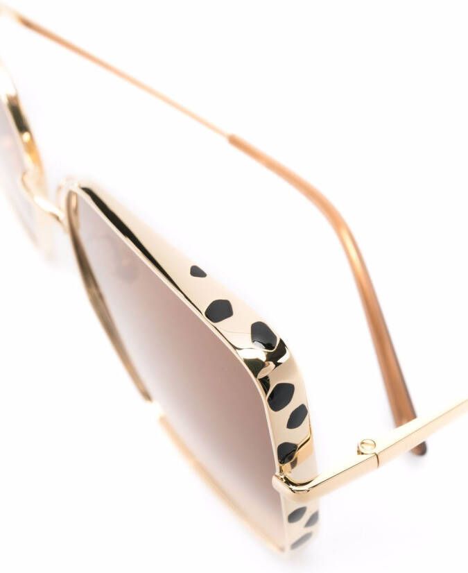 Cartier Eyewear Zonnebril met panterpatroon Goud