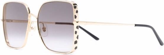 Cartier Eyewear Zonnebril met panterpatroon Goud