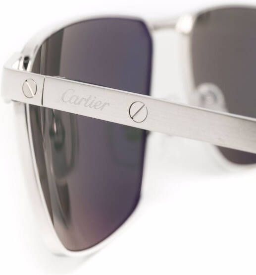 Cartier Eyewear Zonnebril met rechthoekig montuur Zilver