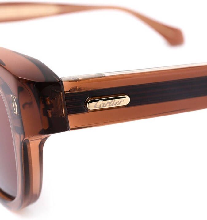 Cartier Eyewear Zonnebril met vierkant montuur Bruin