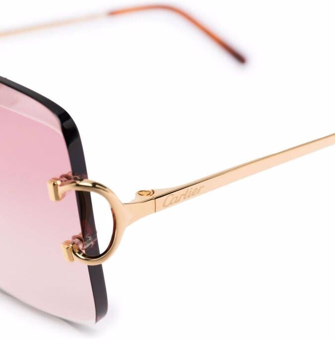 Cartier Eyewear Zonnebril met vierkant montuur Goud