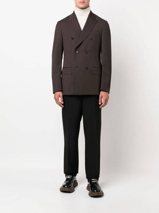 Caruso Blazer met dubbele rij knopen Bruin