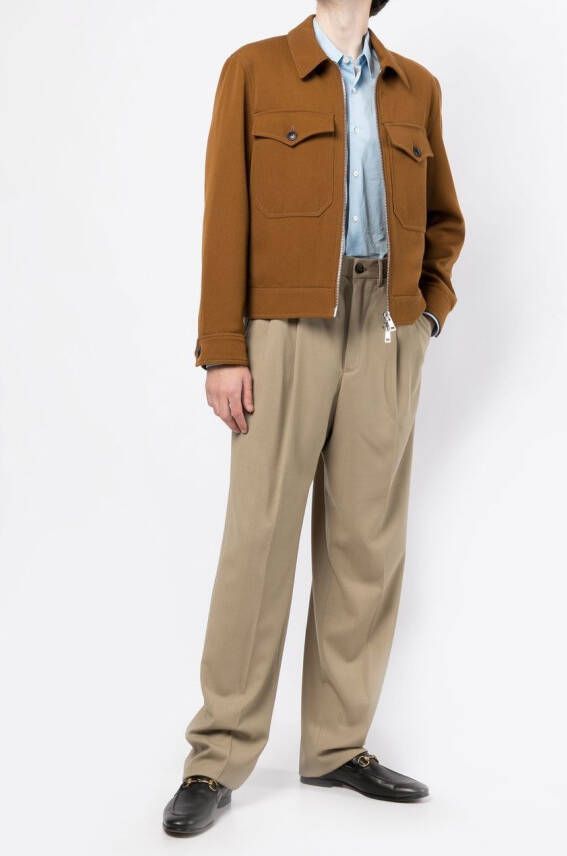 Caruso Pantalon met geplooid detail Bruin