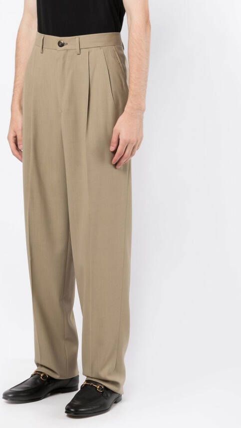 Caruso Pantalon met geplooid detail Bruin