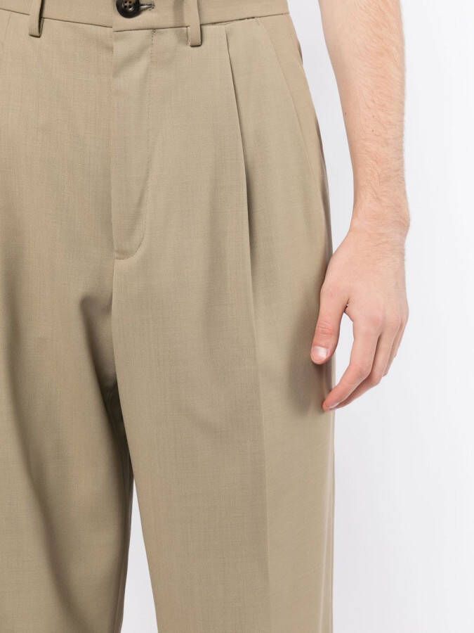 Caruso Pantalon met geplooid detail Bruin