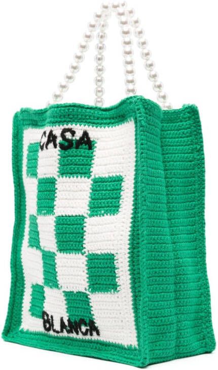 Casablanca Tennis gehaakte shopper Groen