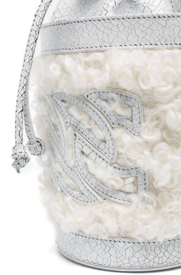Casadei Giulia raffia bucket-tas Wit