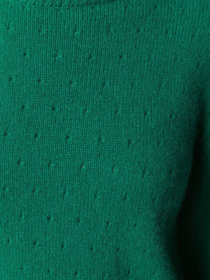 Cashmere In Love kasjmier geperforeerde patroon trui Groen