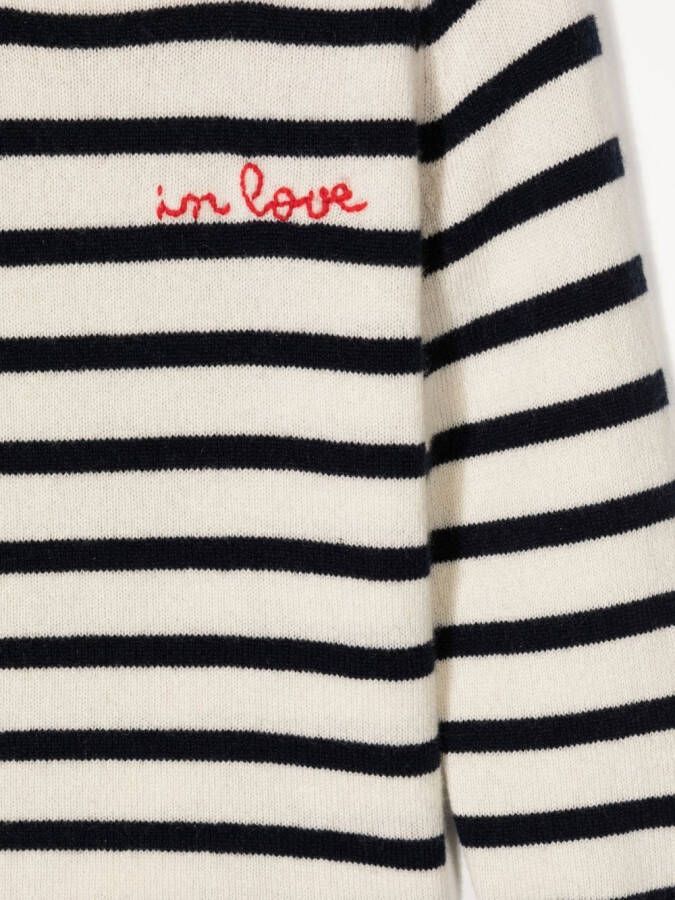 Cashmere in Love Kids Maisy kasjmier gestreepte trui Wit