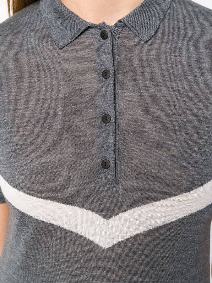 Cashmere In Love ruffle trimming knitted polo shirt Grijs