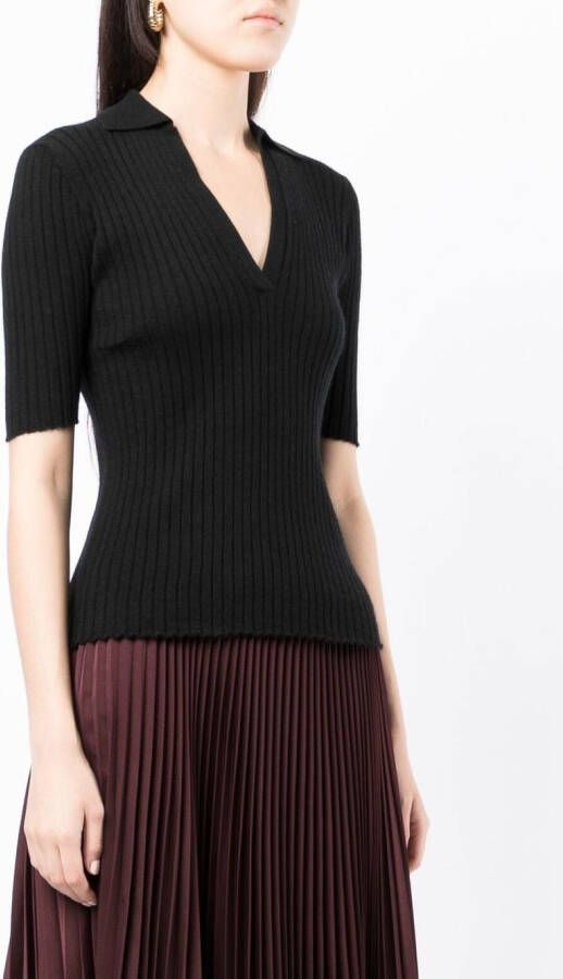 Cashmere In Love Poloshirt met V-hals Zwart