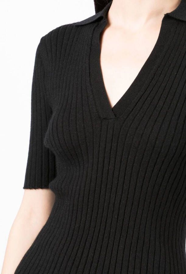 Cashmere In Love Poloshirt met V-hals Zwart