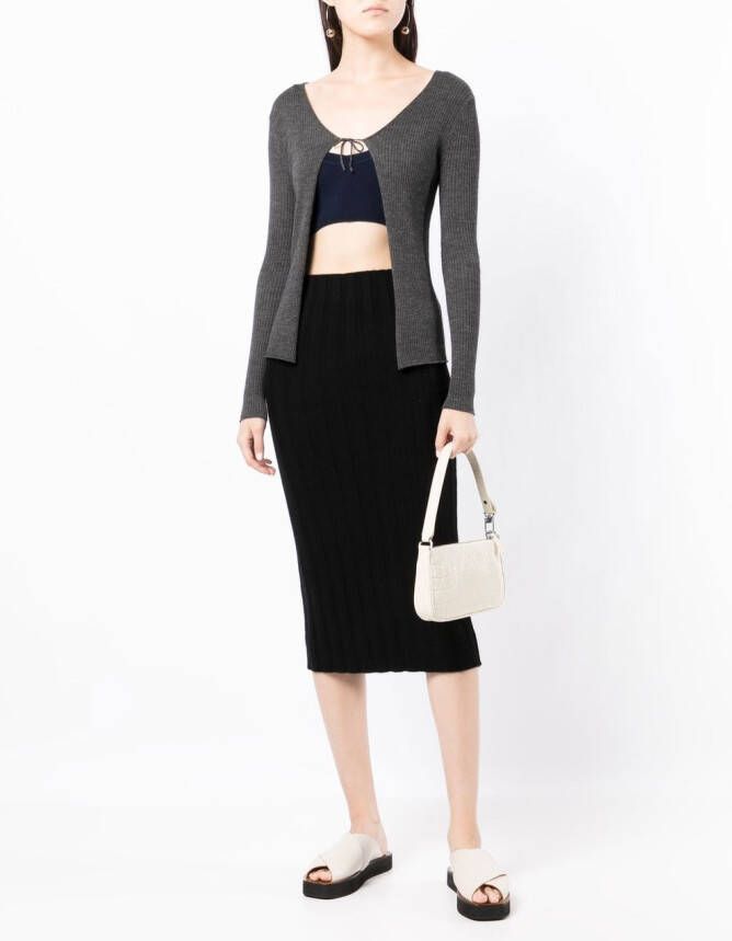 Cashmere In Love Ribgebreid vest Grijs