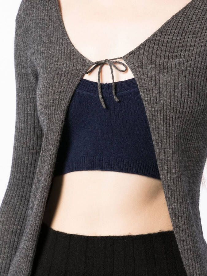 Cashmere In Love Ribgebreid vest Grijs