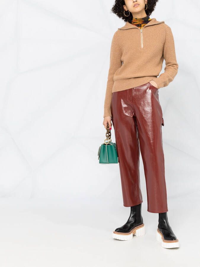 Cashmere In Love Ribgebreide hoodie Bruin