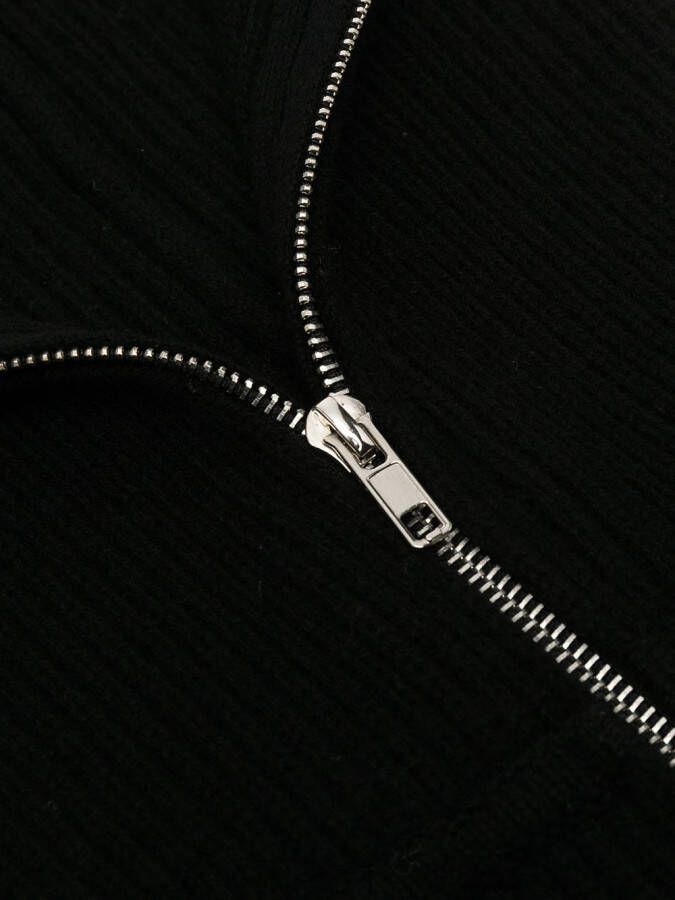 Cashmere In Love Ribgebreide hoodie Zwart
