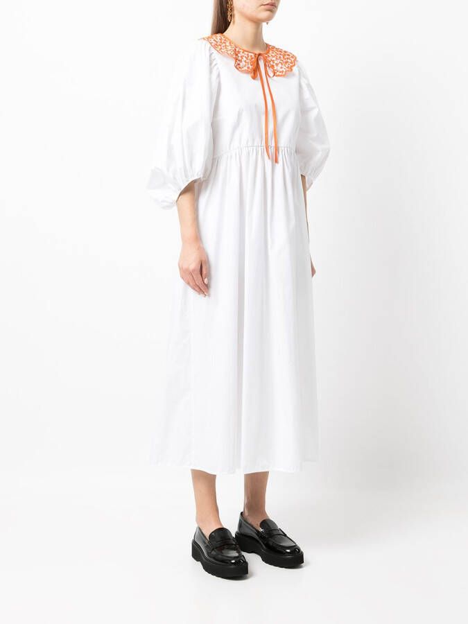 Cecilie Bahnsen Midi-jurk met contrast Wit