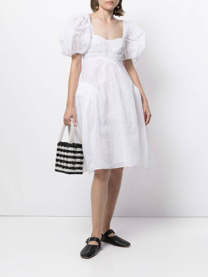 Cecilie Bahnsen Midi-jurk met pofmouwen Wit