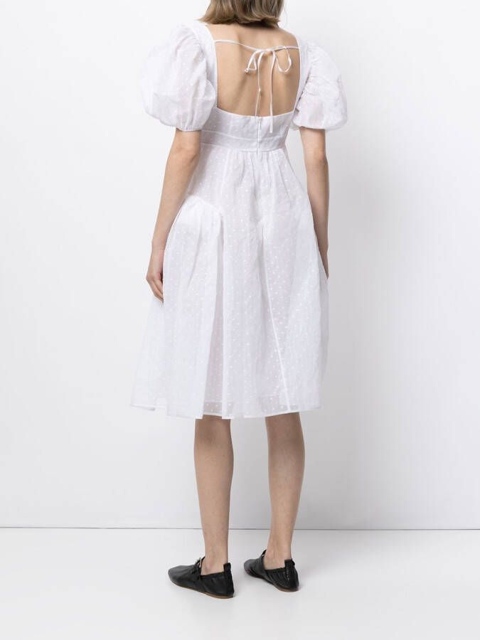 Cecilie Bahnsen Midi-jurk met pofmouwen Wit