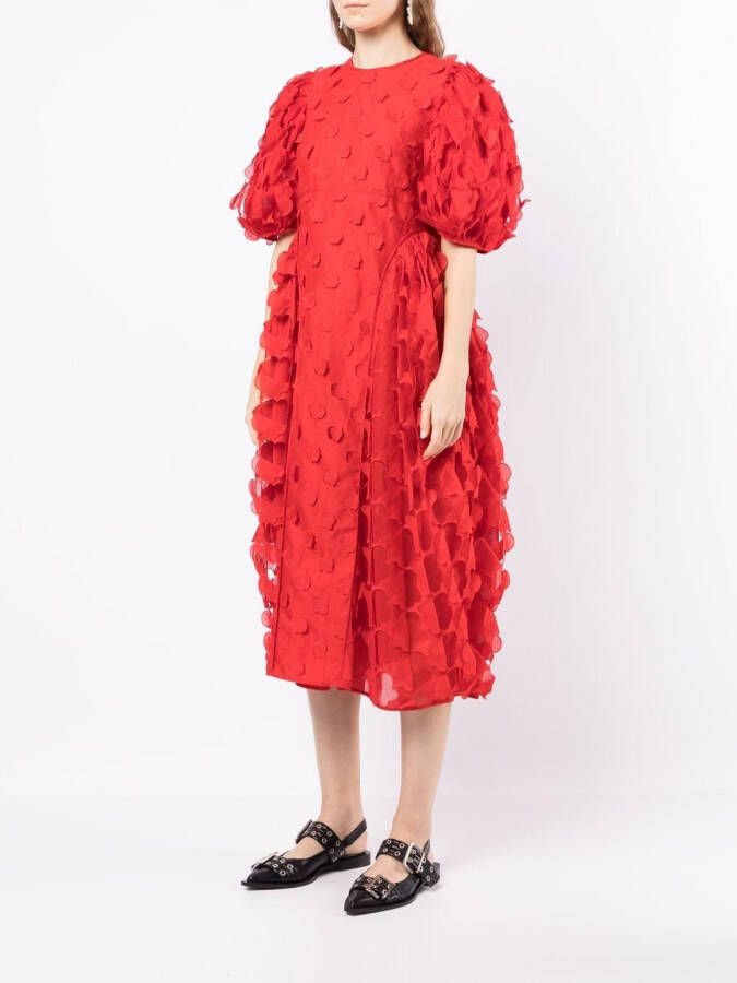 Cecilie Bahnsen Midi-jurk met textuur Rood