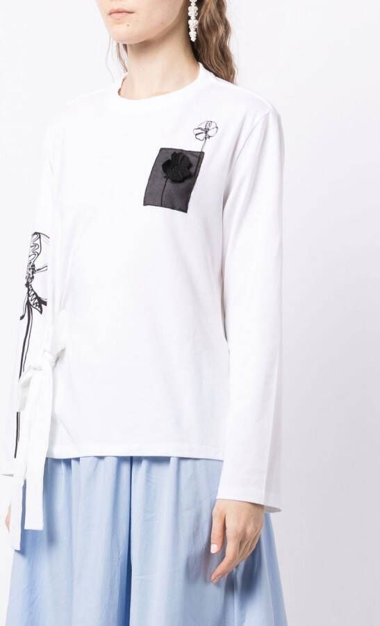 Cecilie Bahnsen T-shirt met bloemenprint Wit