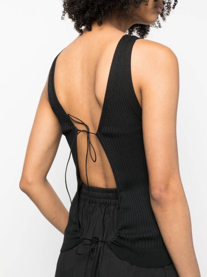 Cecilie Bahnsen Midi-jurk met striksluiting Zwart