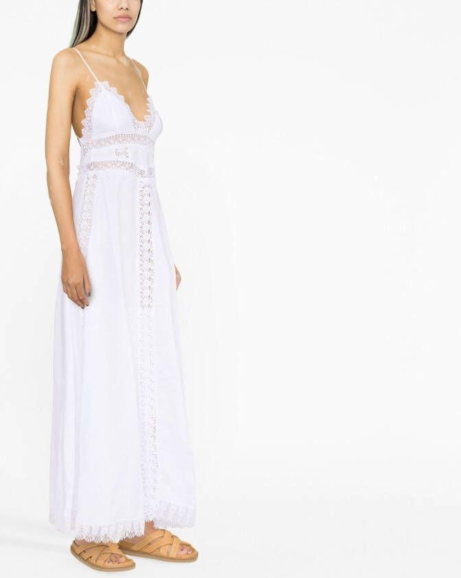 Charo Ruiz Ibiza Maxi-jurk met V-hals Wit