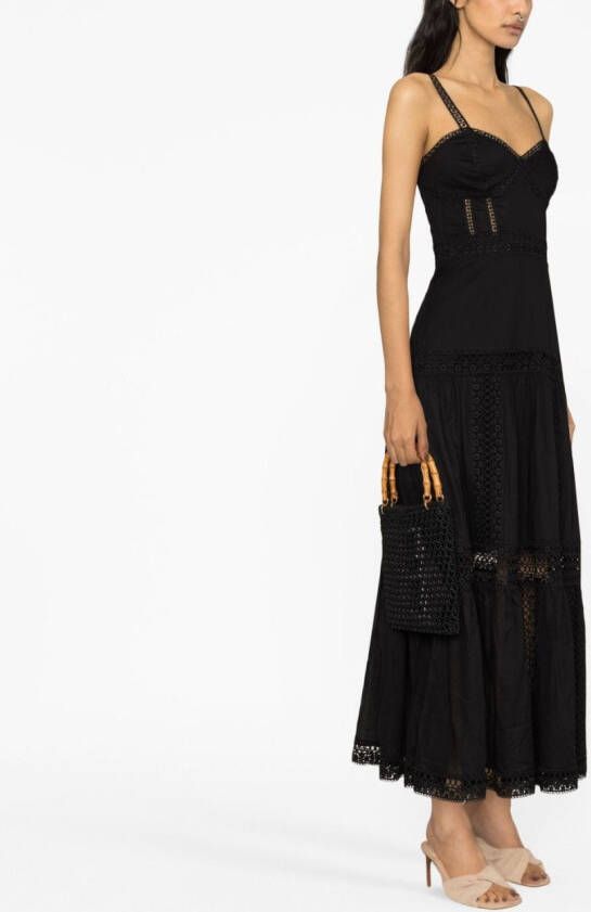 Charo Ruiz Ibiza Maxi-jurk met kanten afwerking Zwart