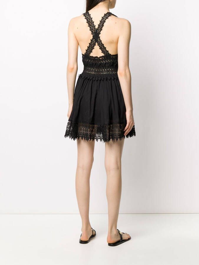 Charo Ruiz Ibiza Jurk met afwerking van kant Zwart